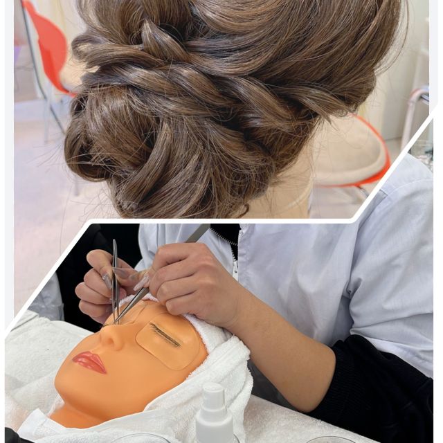 アルファジャパン美容専門学校 ウィッグでまつエク、ヘアアレンジ1