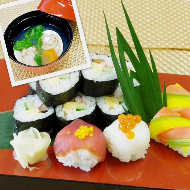 愛知調理専門学校 楽しく美味しく飾り寿司と蛤のお吸物1