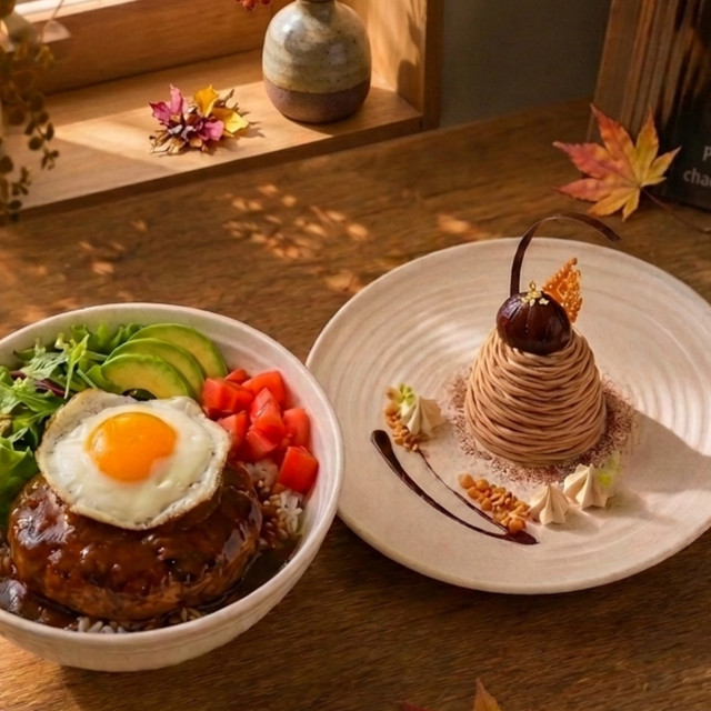 大阪調理製菓専門学校 【たまごシェフクラブ】モンブラン＆ロコモコ丼1