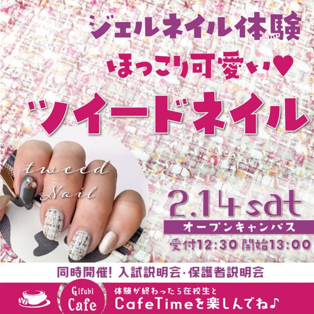 岐阜美容専門学校 ジェルネイル体験「 ほっこり可愛いツイードネイル」1