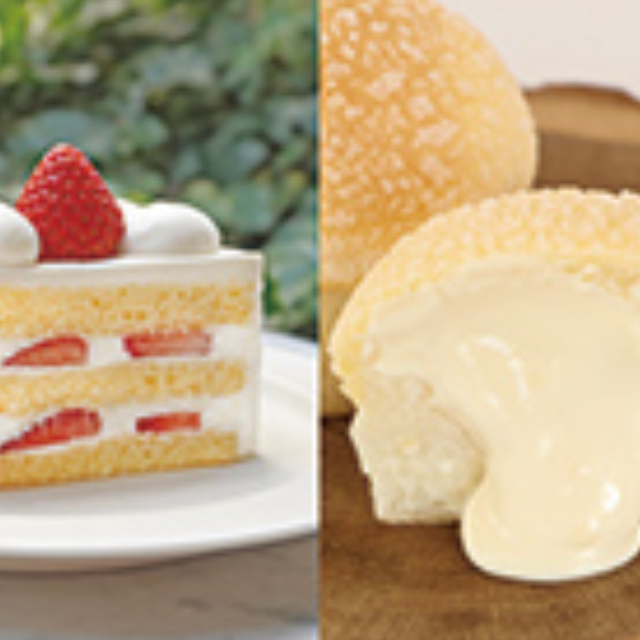 専門学校ビジョナリーアーツ よくばりショートケーキ×カスタードメロンパン1