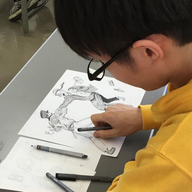 日本デザイン福祉専門学校 9/23(日)マンガのワンシーンを描く1