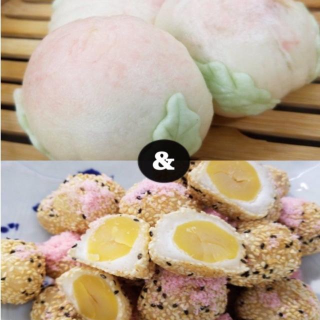 山手調理製菓専門学校 【中国料理】桃まんじゅう&栗入り胡麻団子1