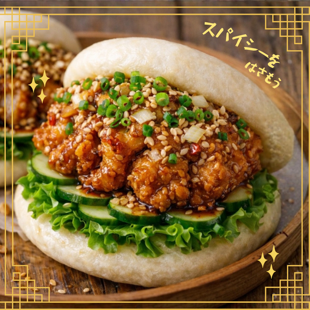 東京調理製菓専門学校 油淋鶏のパオサンド1