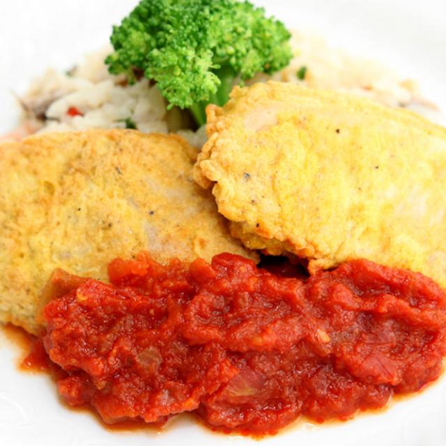 福岡調理師専門学校 【西洋】カレー風味のポークピカタ トマトソース1