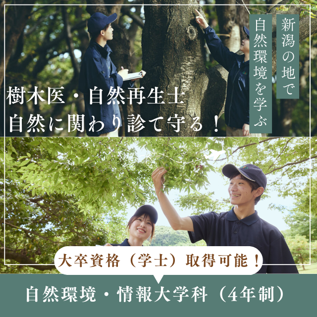 新潟農業・バイオ専門学校 【樹木医・自然再生士】自然環境保全を学ぶ専門学科！1