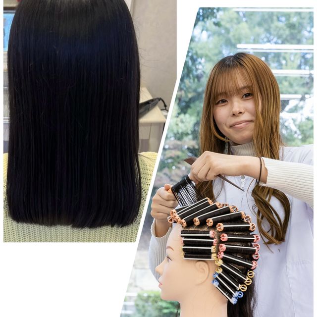 アルファジャパン美容専門学校 ワンレングスカット、美容技術体験をしよう1